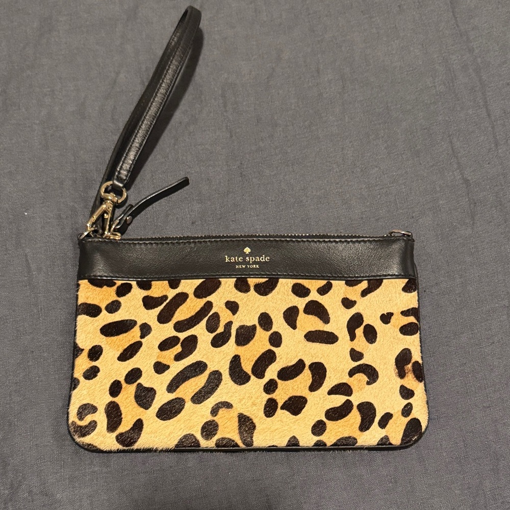 Kate Spade Black and Tan cheetah Wristlet